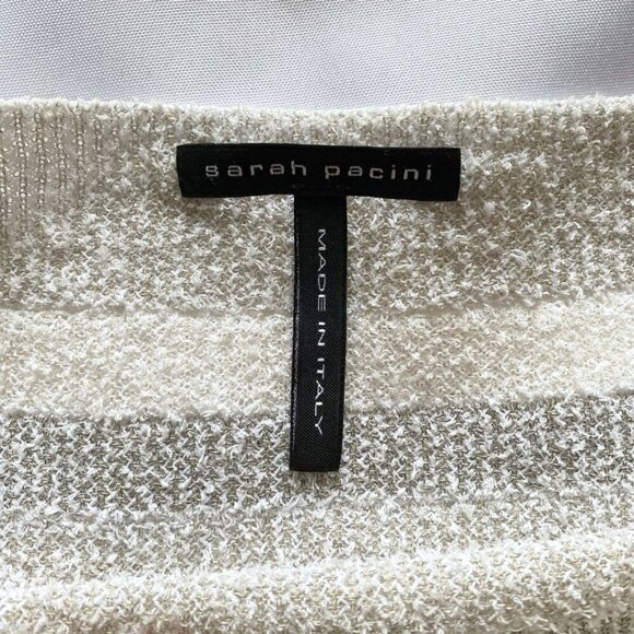 SARAH PACINI SPRING 2024 COLLECTION FADED CHALKY STRIPES CASUAL FUZZY SWEATER - Picture 6 of 10